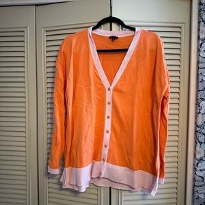 Talbots Vibrant Orange Sweater with Light Pink Trim